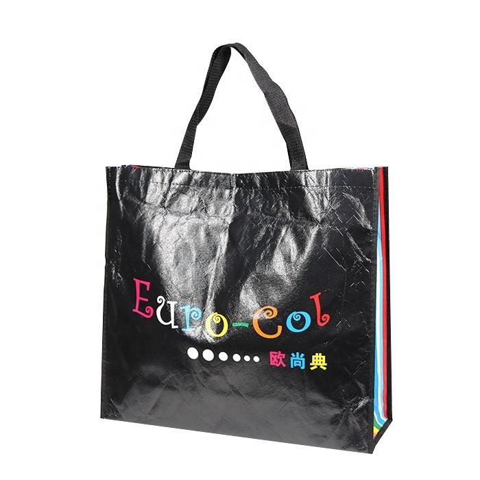 Custom promotion shopping tote handle lamination pp woven bag
