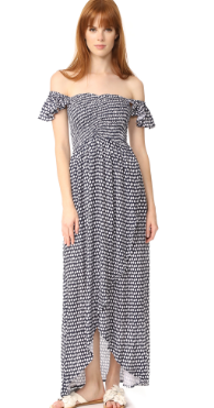 Clothes Woman Printed Off Shoulder Rayon Bohemian Maxi Dress