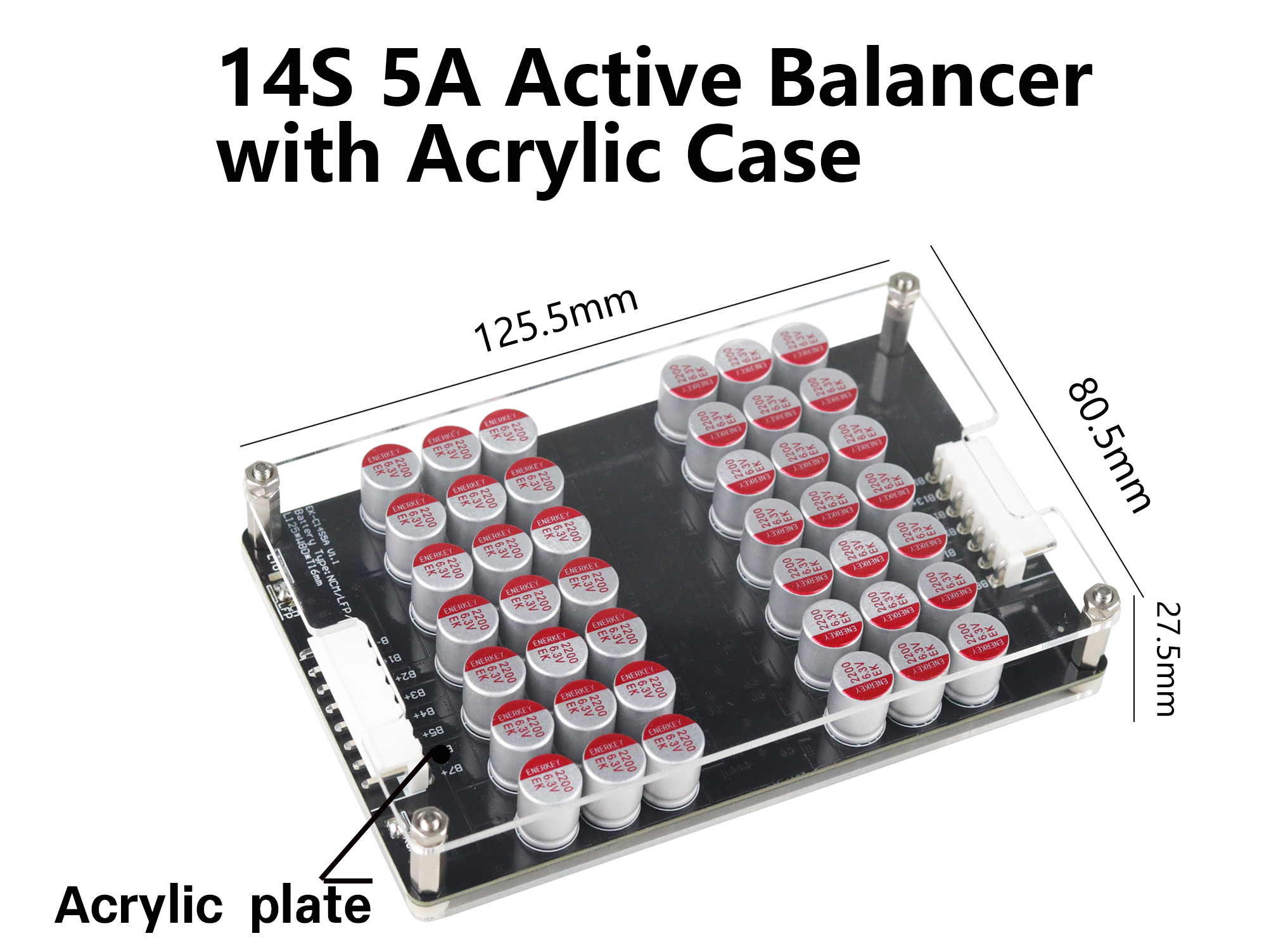Enerkey 5A 3S 4S 5S 6S 7S 8S 9S 10S 12S 14S 16S 17S 21S Lithium Active Equalizer with Acrylic Plate Li-ion/Lto/Lifepo4 Battery Balancer for Scooter