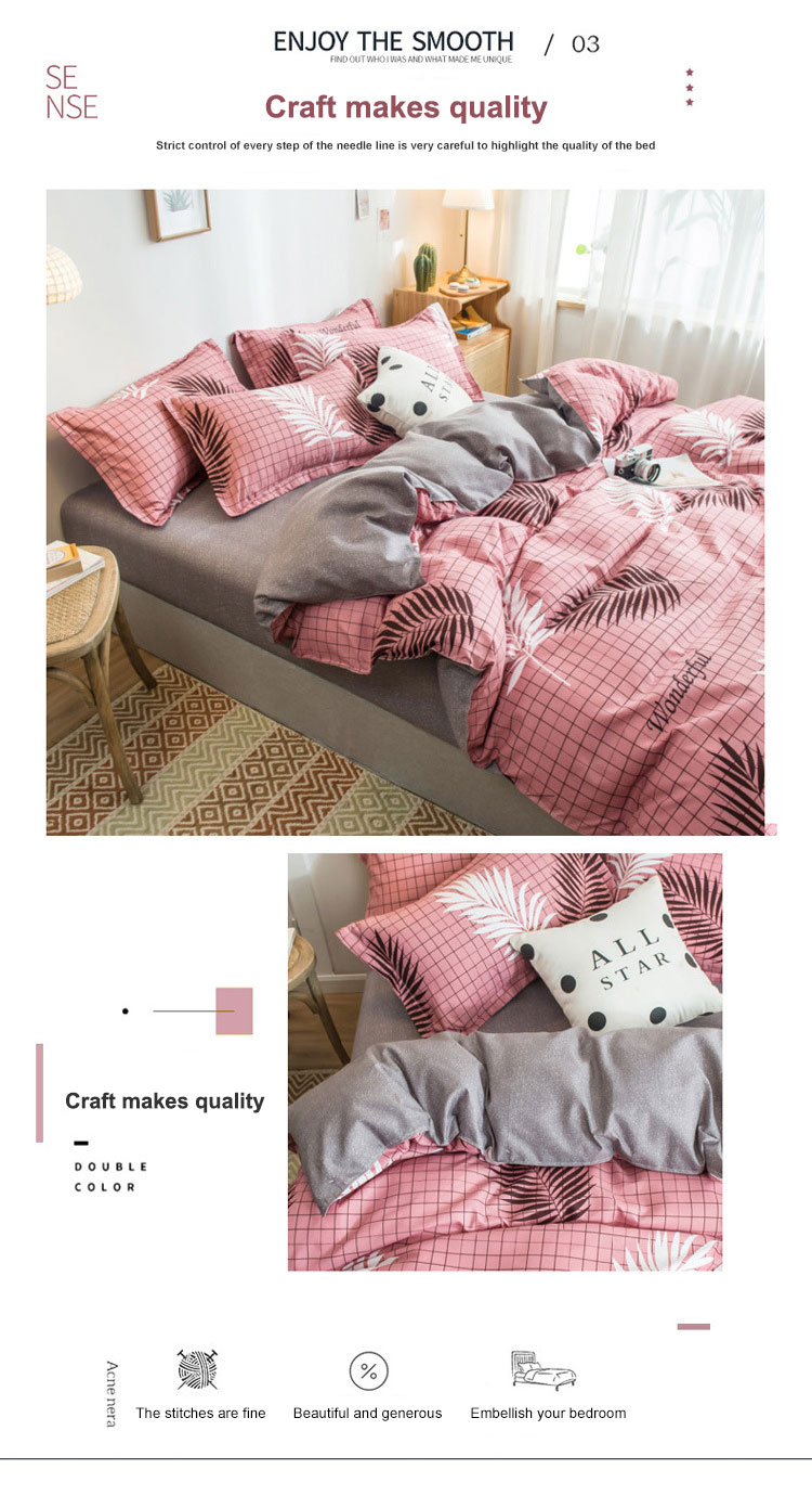 Air-permeable Bedding Set Hotel Supply 100% Luxury Duvet Cover 4 Pieces Bed Sheet Set