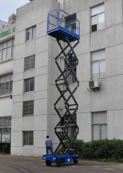 Quality 8m Working Height Manganese Steel Mobile Scissor Lift  Electrical Pulling Loading Capacity 450kg for sale