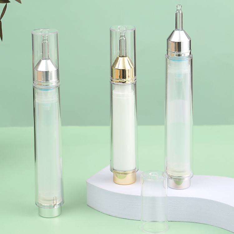 Silver Luxury Plastic Syringe Airless Bottle 5ml10ml 15ml for Empty Airless Cosmetic Dispenser