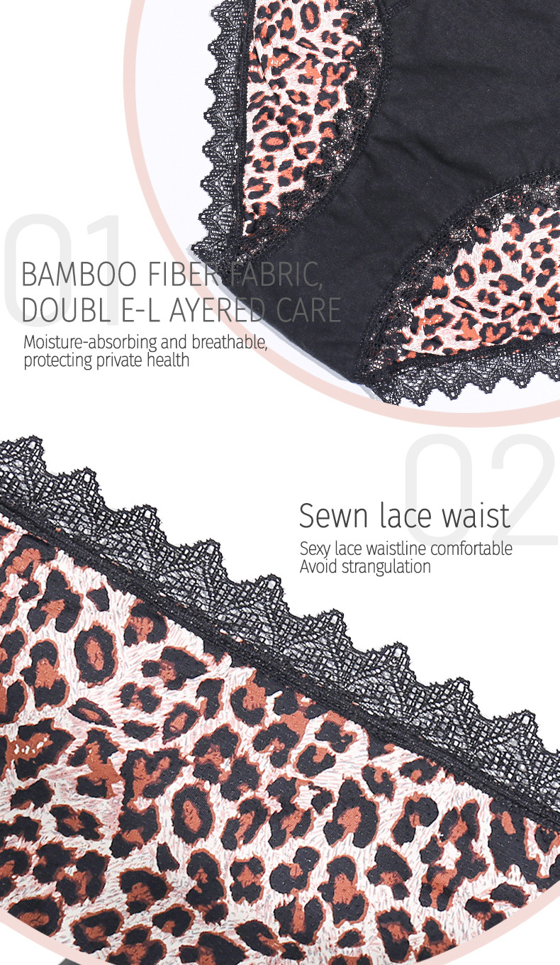Leopard Washable Leak Proof Underwear Knitted High Absorbency Period Pants