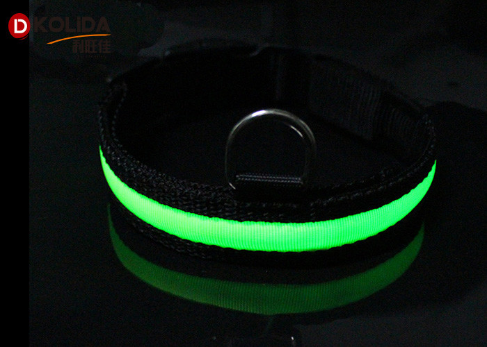 Waterproof USB Rechargeable LED Dog Collar Nylon Dog Neck Strap With LED Flashing Light