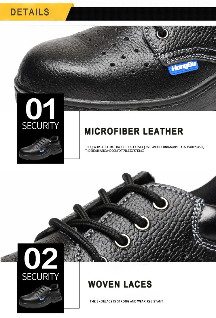 European Standard Genuine Leather Waterproof Men Industrial Steel Toe Work Safety Shoes