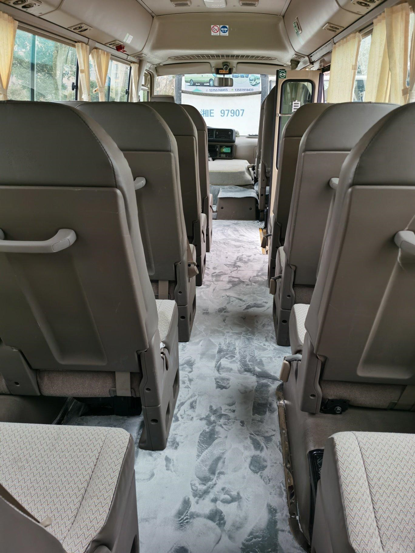 LHD Second Hand Coaster Bus Hino Engine 23 Seater Khaki Bus With Luxury A/C System