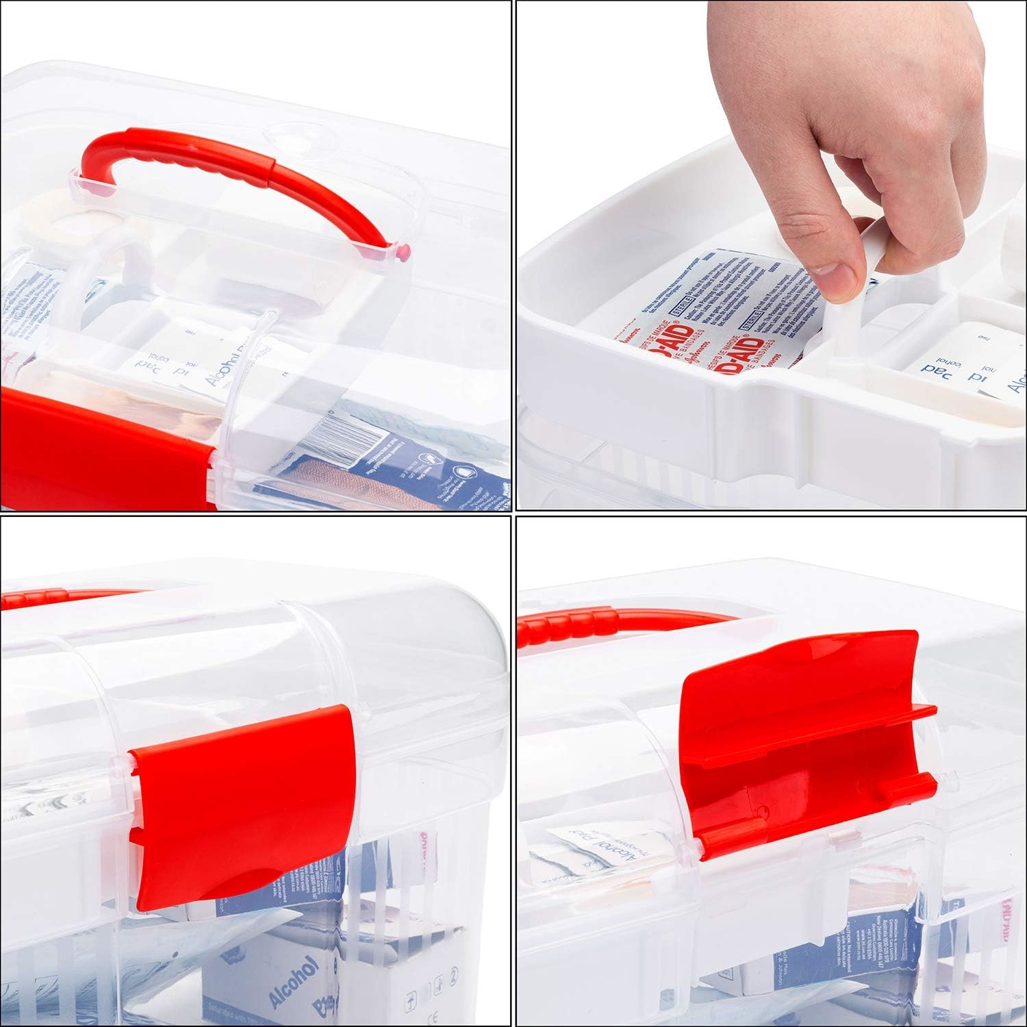 Clear First Aid Kit Container, Travel Medicine Storage Box With Tray First Aid Kit Container, Clear Organizer Box
