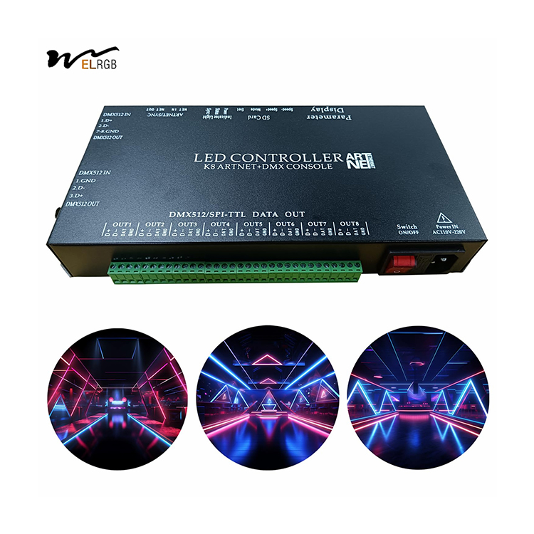 LitePro DLX Layout Supported K8-ARTNET LED Controller for 8192 Pixels and AC110V-220V