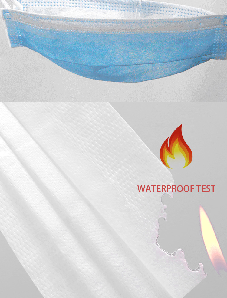 3 Layer Non-Woven Disposable Blue Medical Face Mask With Design
