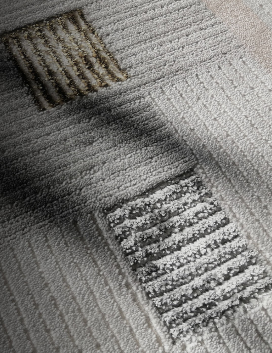 Polypropylene Polyester Area Rug With Shrink Yarn And Bright Silk For Room