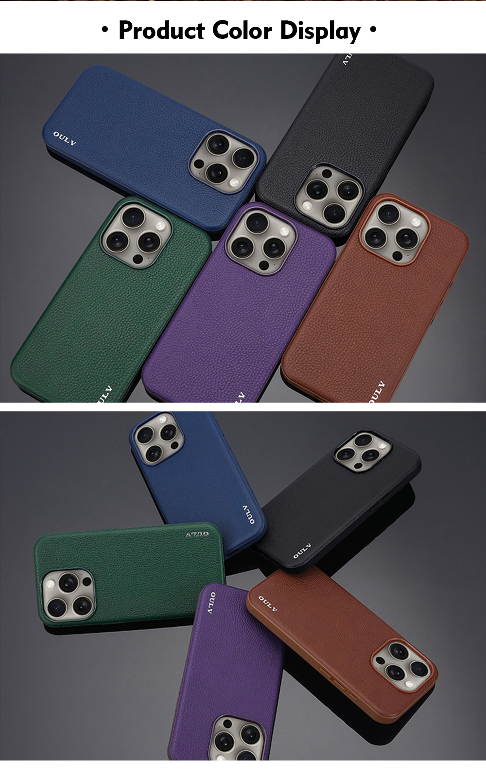 Vegan Leather Cell Phone Cover Shockproof For IPhone 16 15 Pro Max