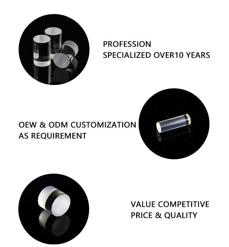 1mm To 50mm Rod Lens , BK7 JGS1 Fused Quartz Rod