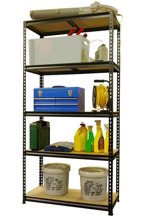 Black 5 Levels Industrial Heavy Duty Boltless Rack in Gourd Hole
