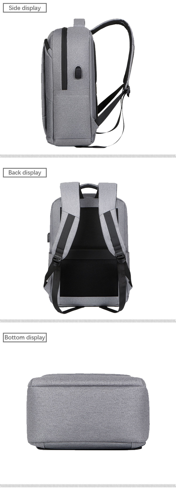 OEM USB Charging Laptop Backpack Business Notebook Bag With Zipper Closure