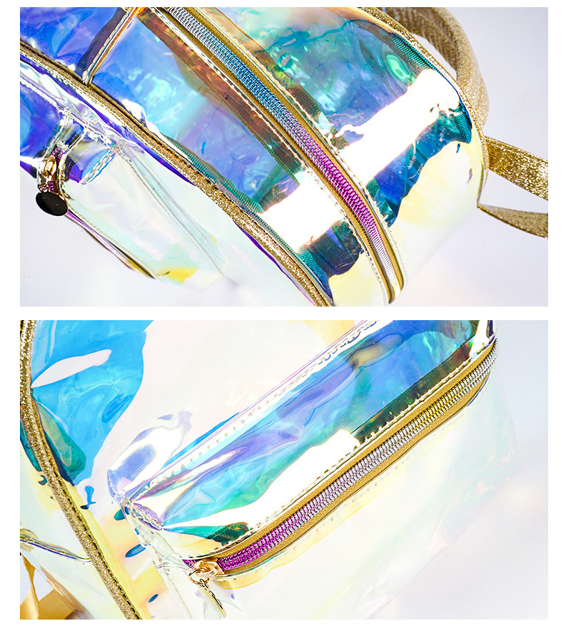 Custom Holographic Reflective Bags Wholesale Rainbow TPU Clear Backpack