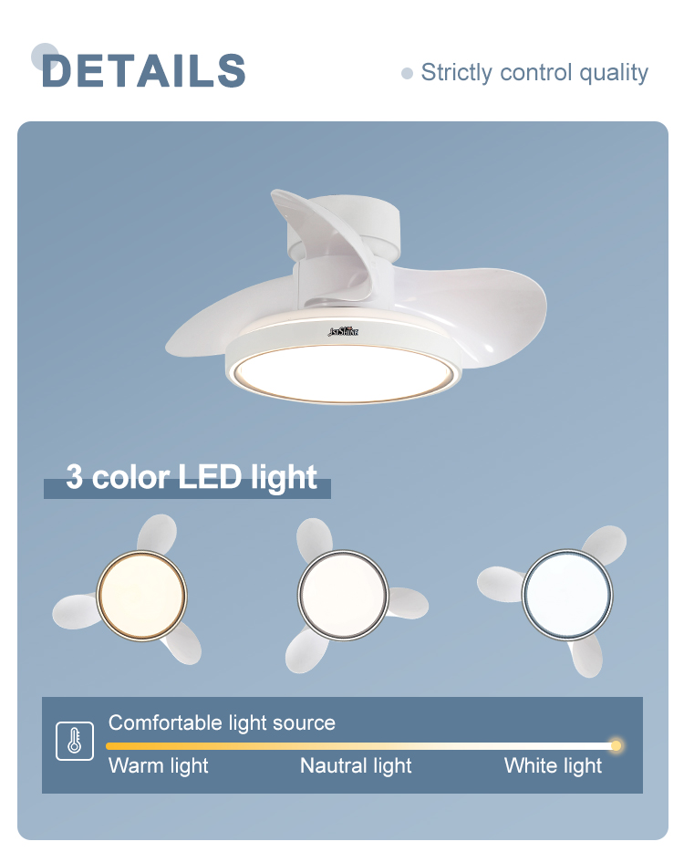 Home Office 30" White Ceiling Fan with Remote Control and LED Lighting Made of Metal