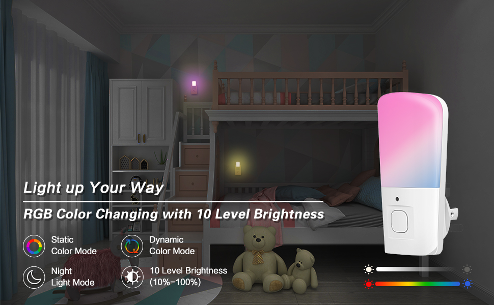 EMC LVD FCC Led Color Changing Night Light / RGB Dimmable Plug In Night Light