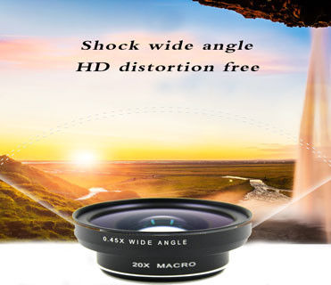 Black 0.45x Portable Clip On Mobile Phone Camera Lens Wide Angle Selfie Lens