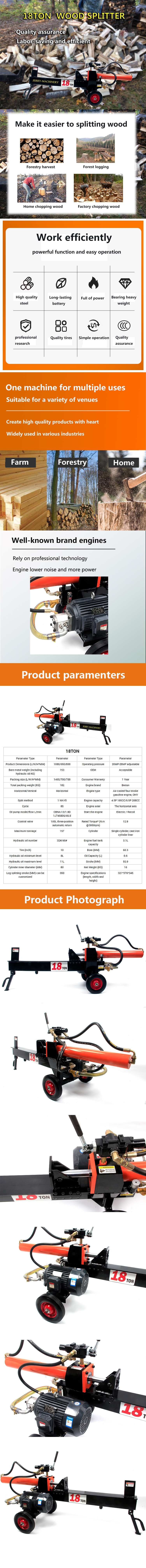 Wood Splitting Wounted Forestry Machinery Gasoline Diesel Log Splitter