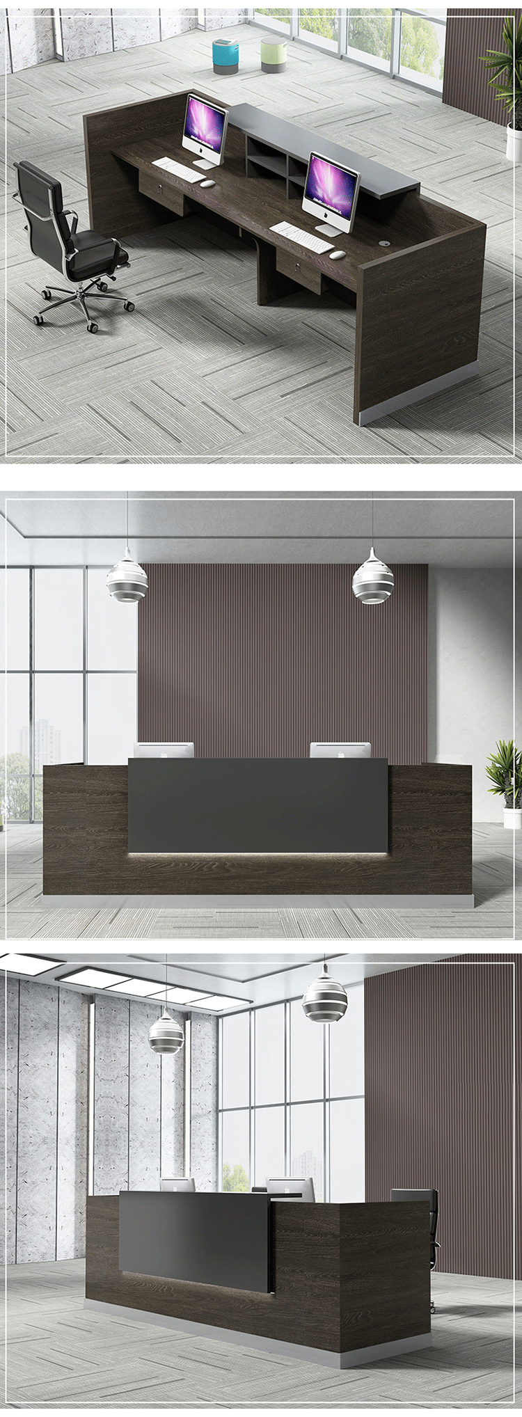 Wooden Light Luxury Office Counter for Business Reception and Beauty Salon Front Desk