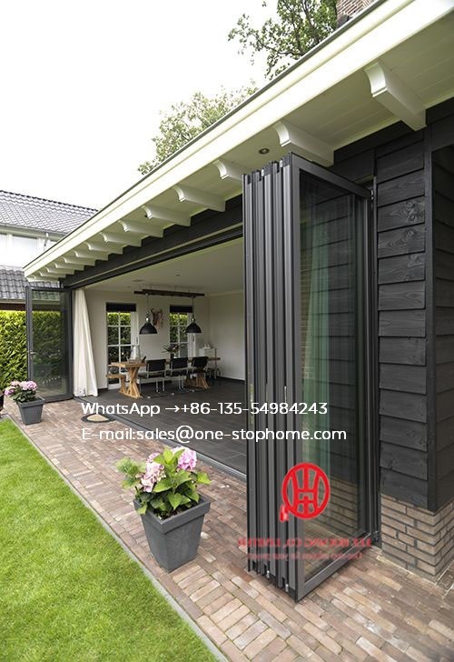 folding aluminum door partition,double/triple glazing tempered glass door