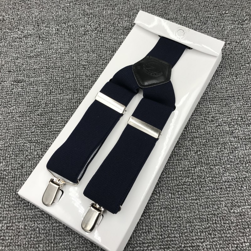 Pure Color Braces Polyester Mens Trouser Braces 3.5cm Solid Leather Suspenders