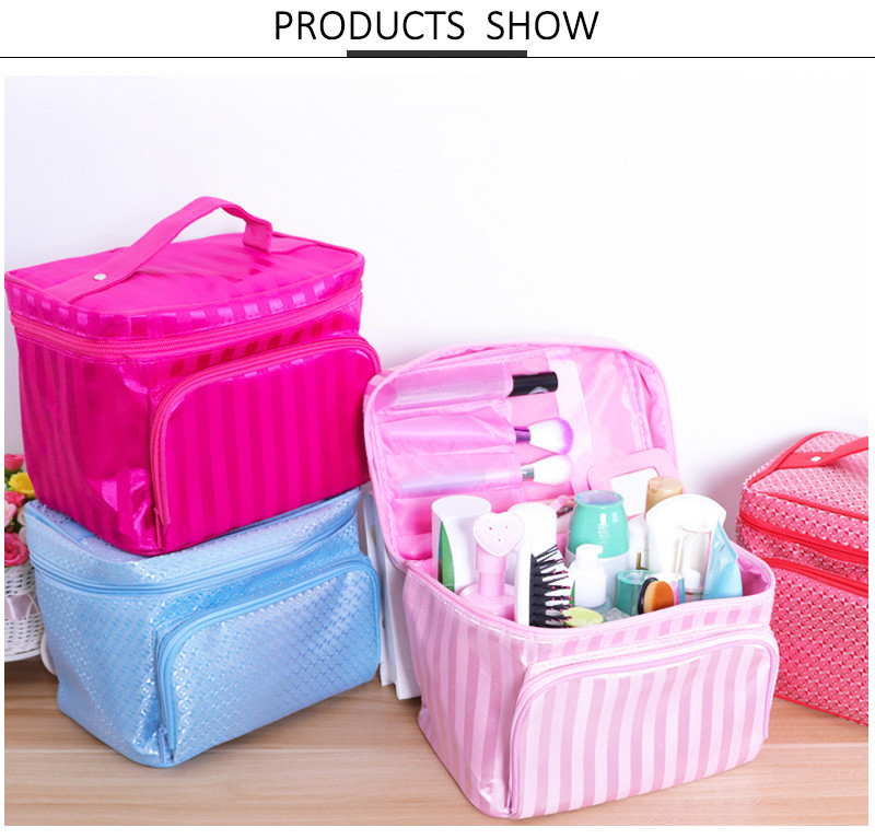 Women Handle Multi Functional Cylinder Bucket Makeup Bag