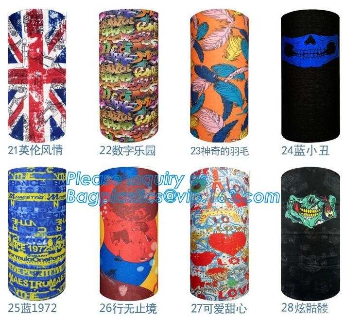 multi choice women head scarf printed colorful face mask custom logo/size bandana,Sport Strapping Seamless Custom Gaiter Whi