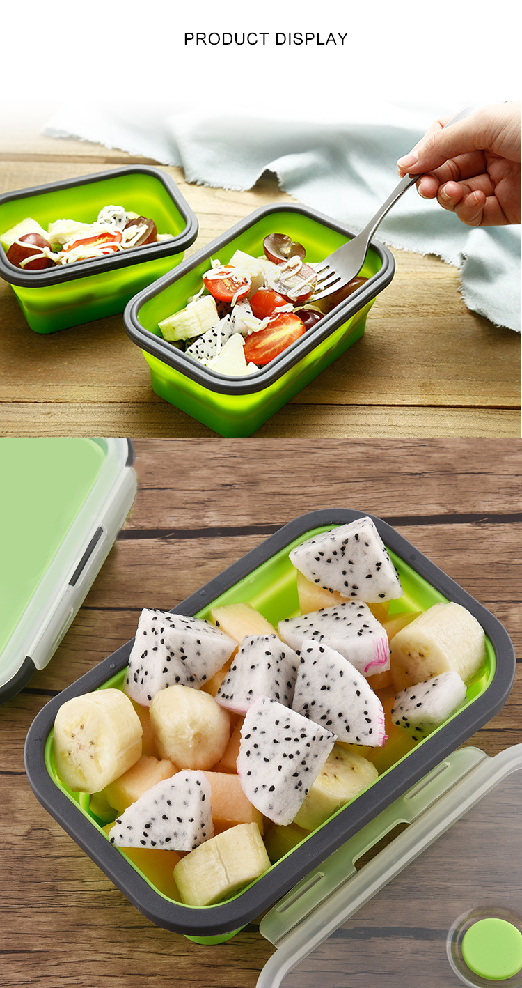 FLGB Approved BPA Free Silicone Folding Lunch Box Microwavable