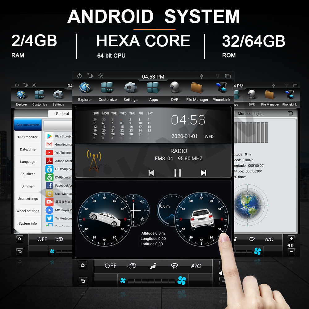 10.4 inch Touch Screen Head Unit For 2008-2012 Toyota Corolla Multimedia Player Android GPS Navigation Wireless Carplay