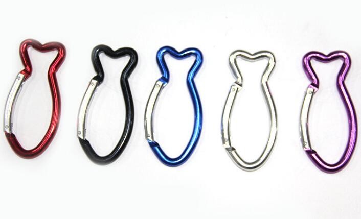 62x25x5mm Assorted Color Fish Shaped Aluminum Snap Hook Aluminum Carabiner