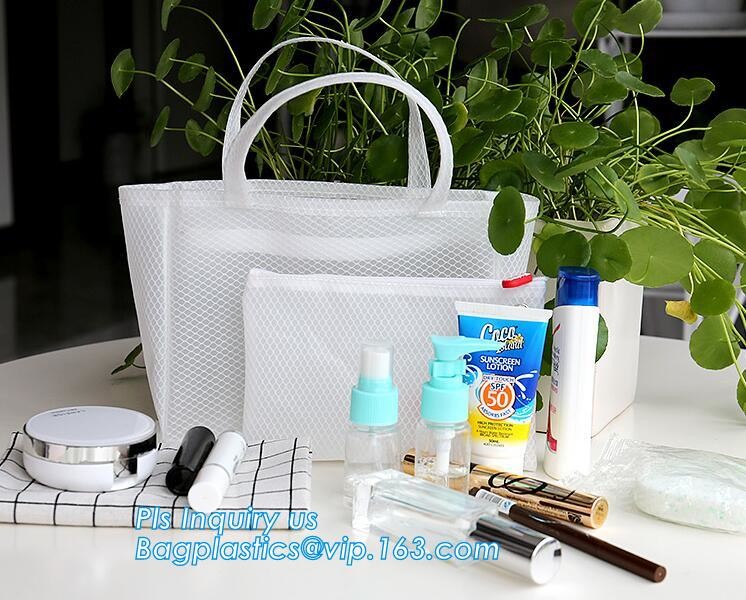 cosmetic PVC mesh bag, vinyl pvc zipper blanket bags/small mesh zipper bags/zipper bag, Mesh Makeup Brush Organizer Trav