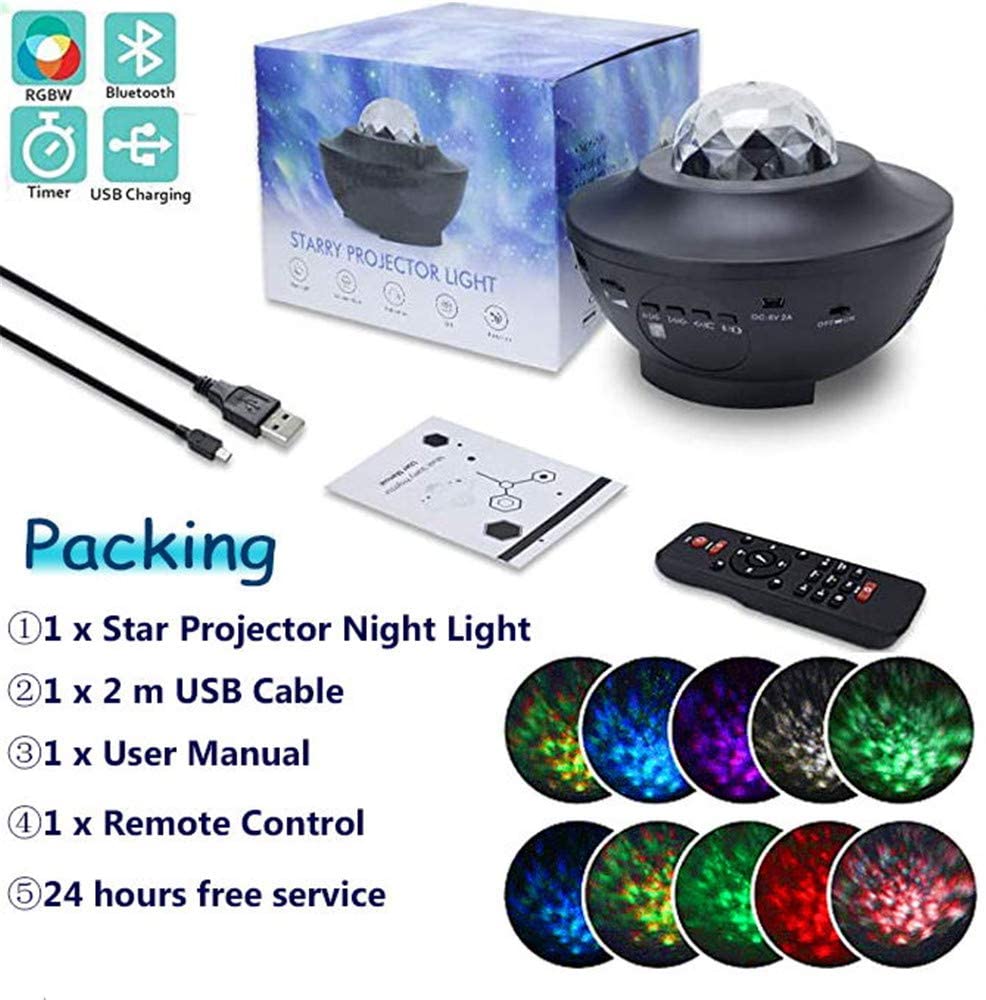 Remote Control DC5V 6W LED Touch Desk Lamp Star Projector Night Light With Music