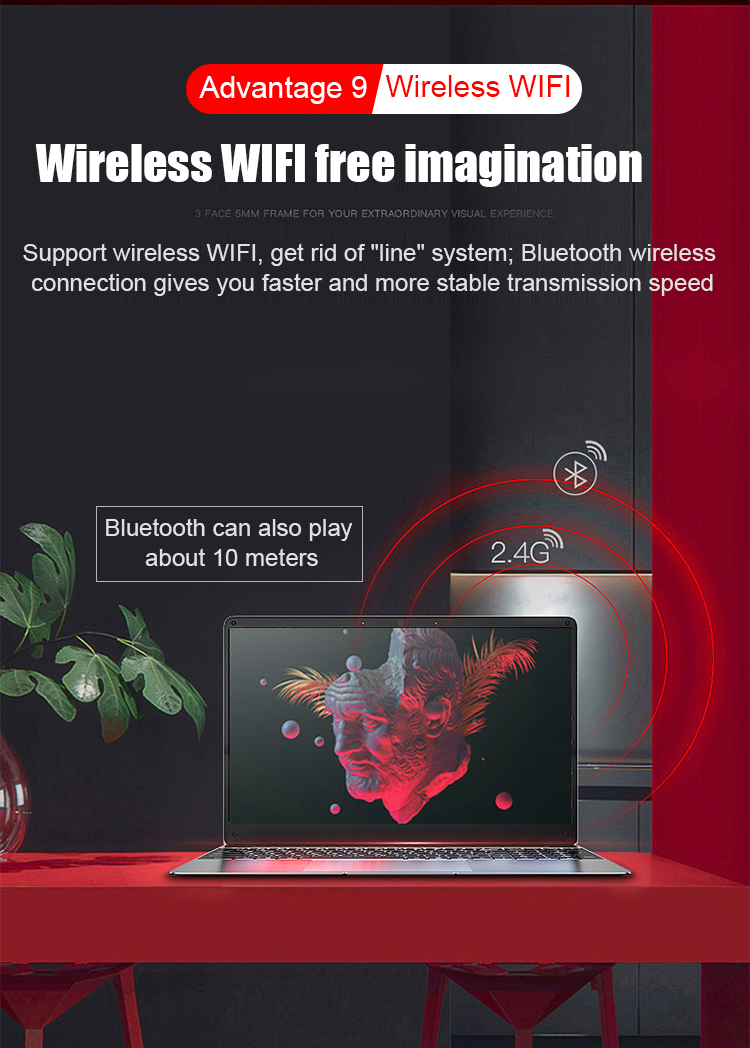 1.80GHz Ultra Thin Laptop Computer 15.6 Inch 8G RAM 128GB SSD Intel Quad Core Processor