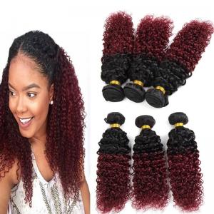 China 8A Brazilian Virgin Hair Ombre Human Hair Extensions 1B / 99J Kinky Curly Hair on sale