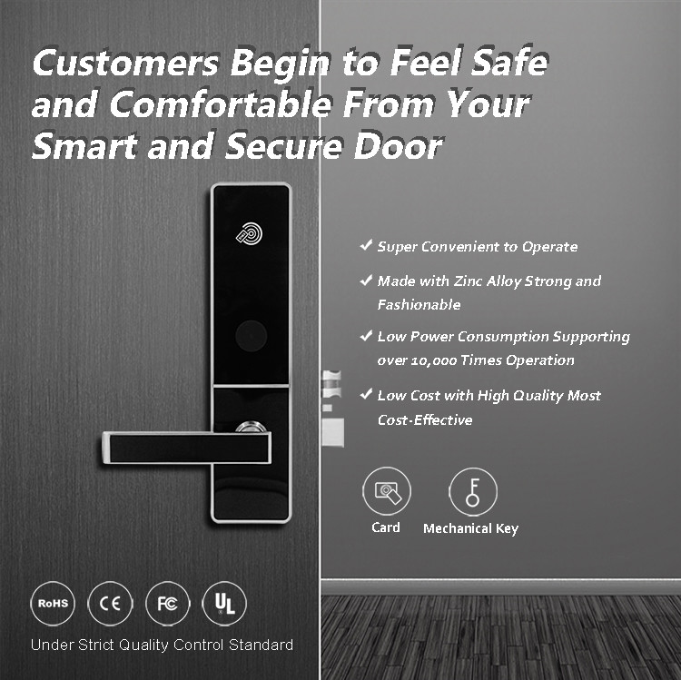 Electronic Keyless Door Locks , Hotel Style Door Lock Low Power Consumption
