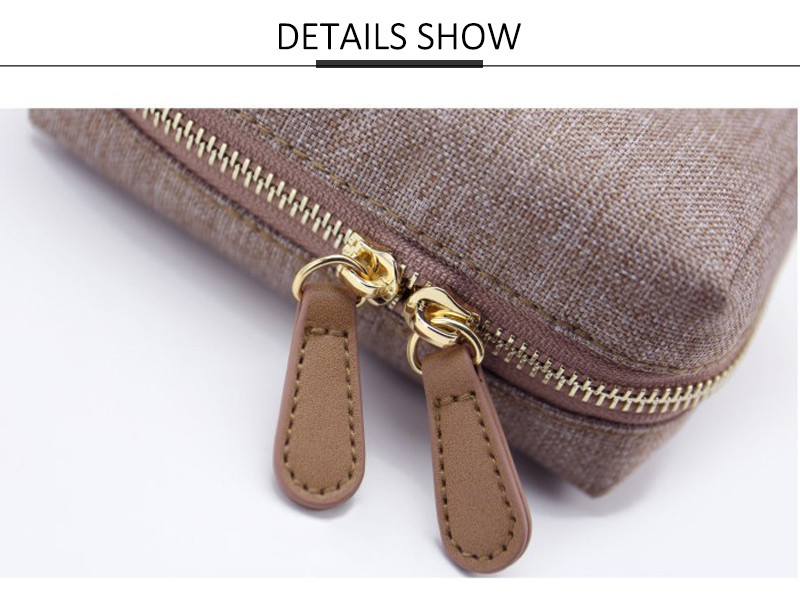 Simple Style Linen Toiletry Makeup Bag Pure Color Cosmetic Bag