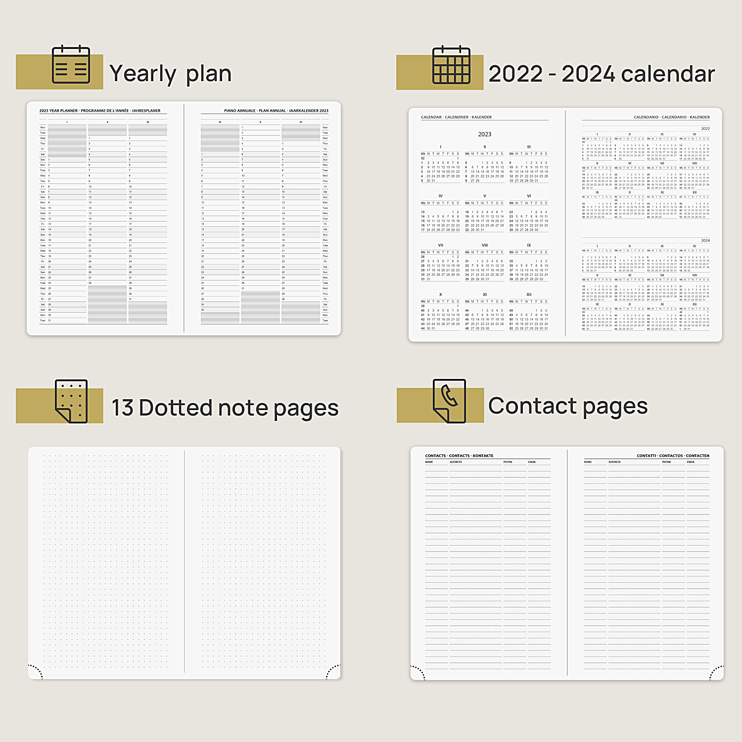 Weekly Monthly Schedules A5 Size 2023 Executive Planner Ivory Paper 80gsm