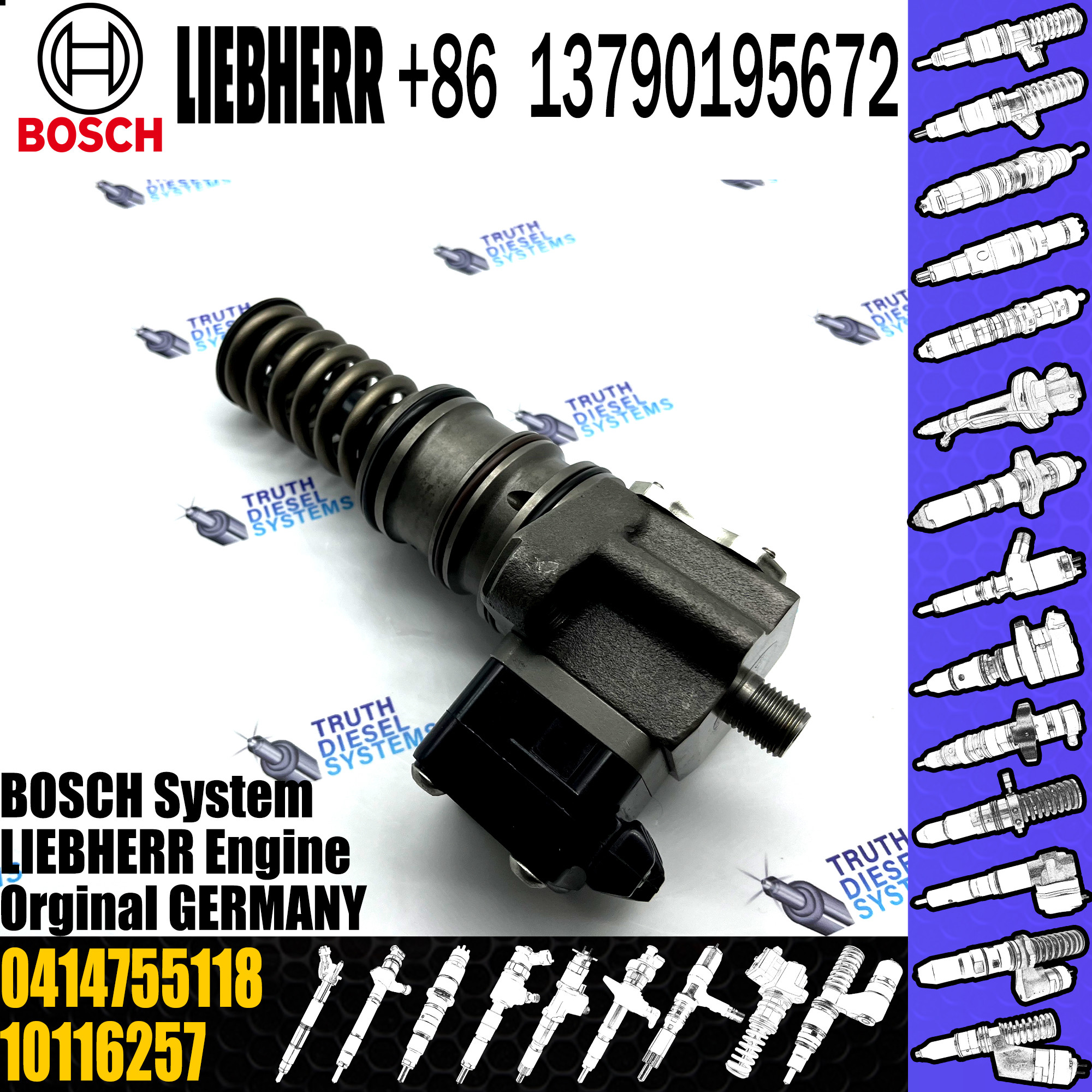 BOSCH injetor 0414755118 0414755018 10116257 Diesel fuel Unit pump assembly 0414755118 10116257 for LIEBHERR engine