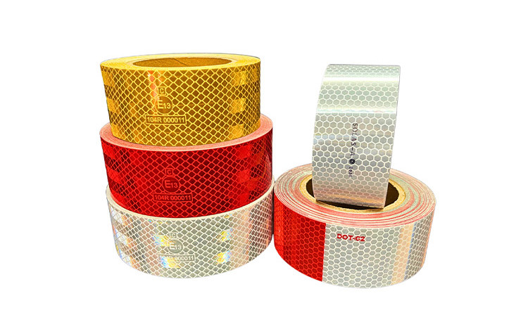 White Yellow Red ECE 104 R ECE-104 Hi Vis Adhesive Micro Prismatic Reflective Truck Vehicle Warning Tape Safety Marking