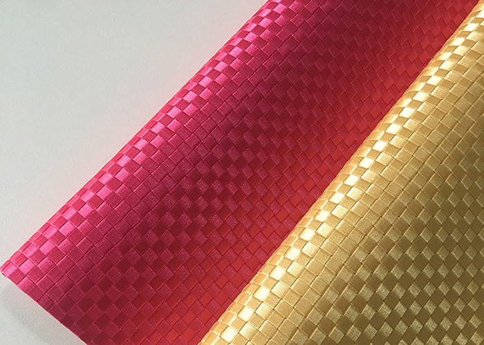 Silk Weave PVC Leather Fabric Plain Colorful Environmental Protection