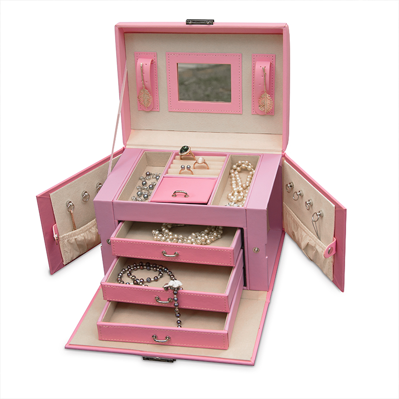 Durable Big Pink Luxury Jewelry Box Lightweight Custom Logo Eco Friendly