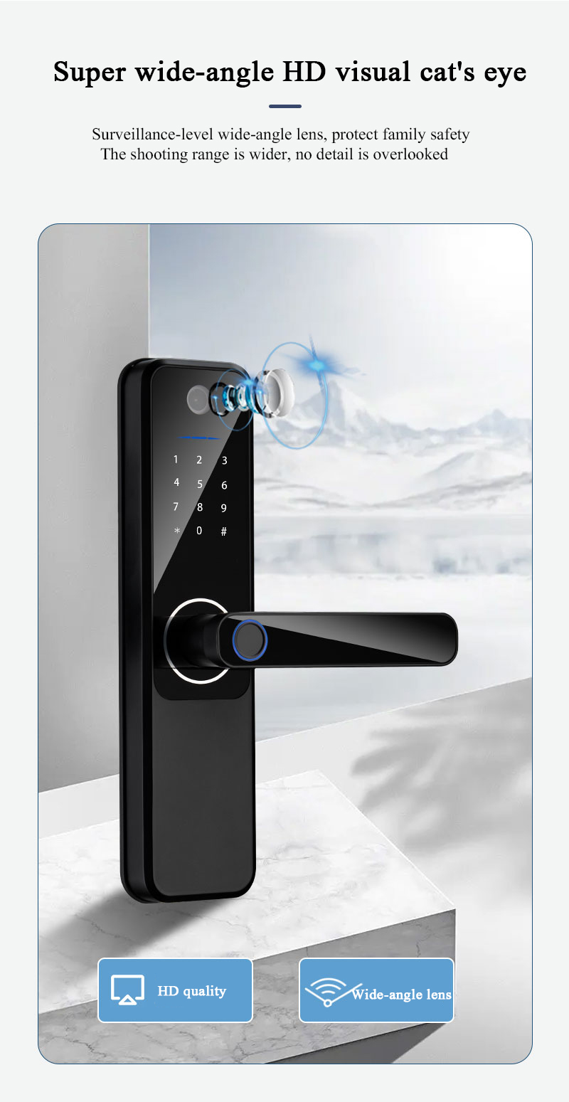 9 Languages Auto Door Lock Aluminum Alloy Remote Door Lock With Camera