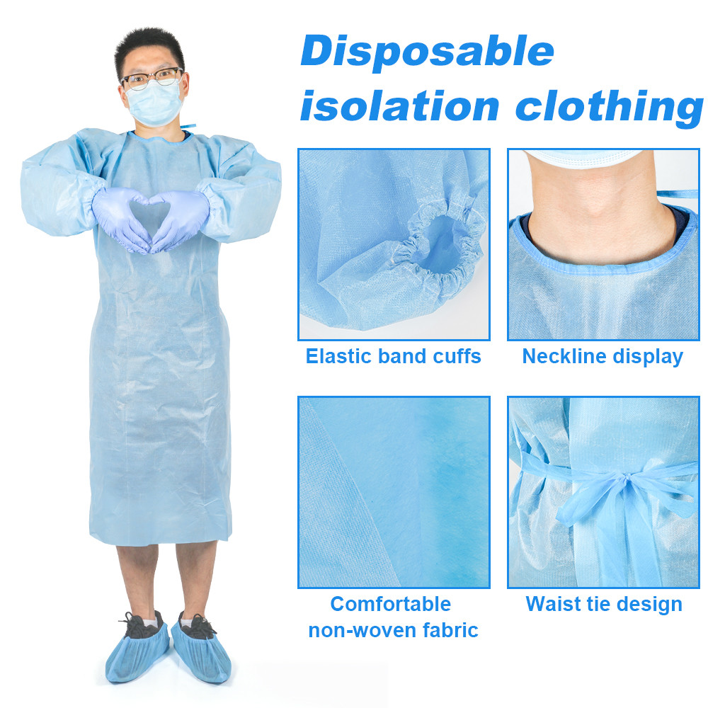 Non Woven Medical Disposable Gowns / Protective Overalls Isolation Clothing