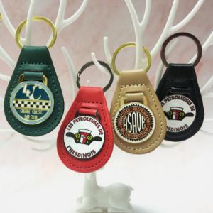China Wholesale Promotional Gifts Custom Company Engraved Logo Personalized Key Ring Chain Designers Metal Pu Custom Leather Keychain on sale