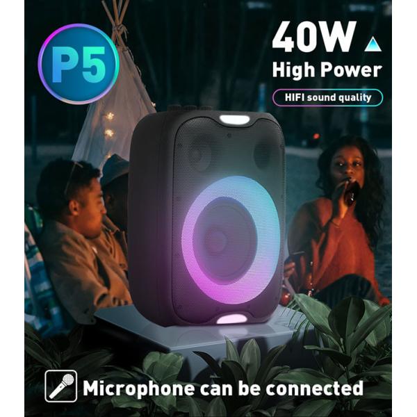 OZZIE P5 Led Light Bluetooth Speaker 40W Bass Knob For Adjustment