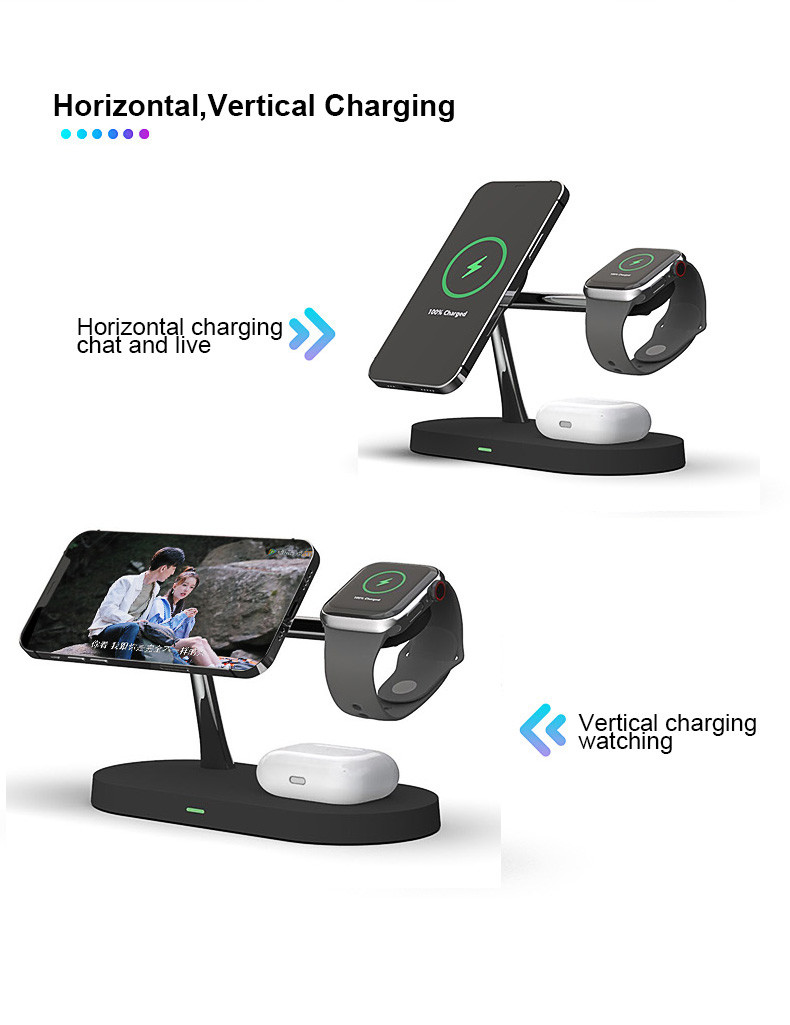 Fast 15w 5 In1 Multi Function Wireless Charger Qi Magnetic Stand