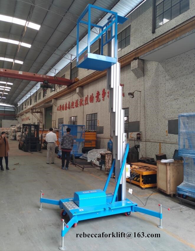 Outdoor Aluminum Lift Platform 125kg 8m 220v 0.75kw Blue Or Customized Color
