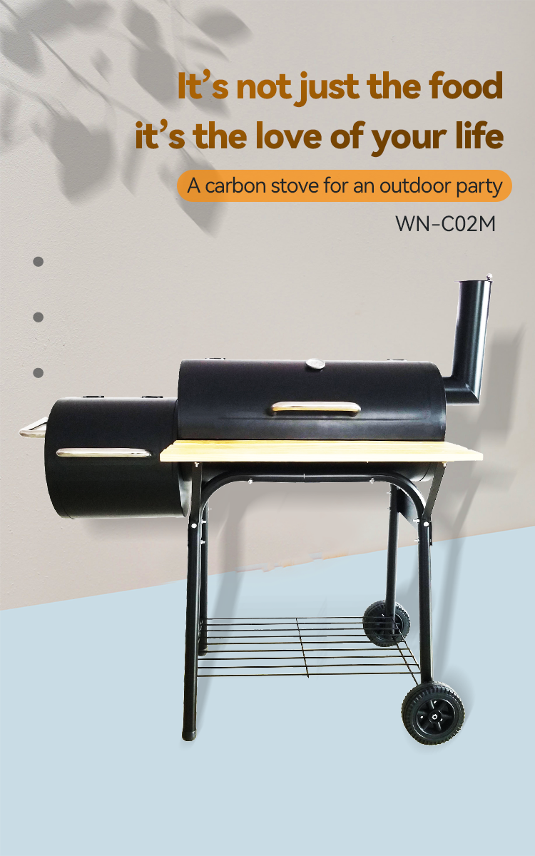 Chrome Plated Customizable Trolley Double Oven Drawer Charcoal Pellet Rotisserie BBQ Grill