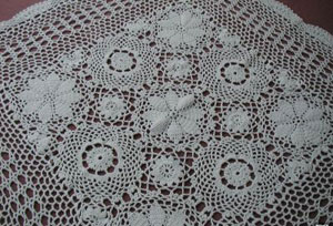 Rectangular coffee table linen table cloth table, Corcheted Lace Table linen, Tablecloth